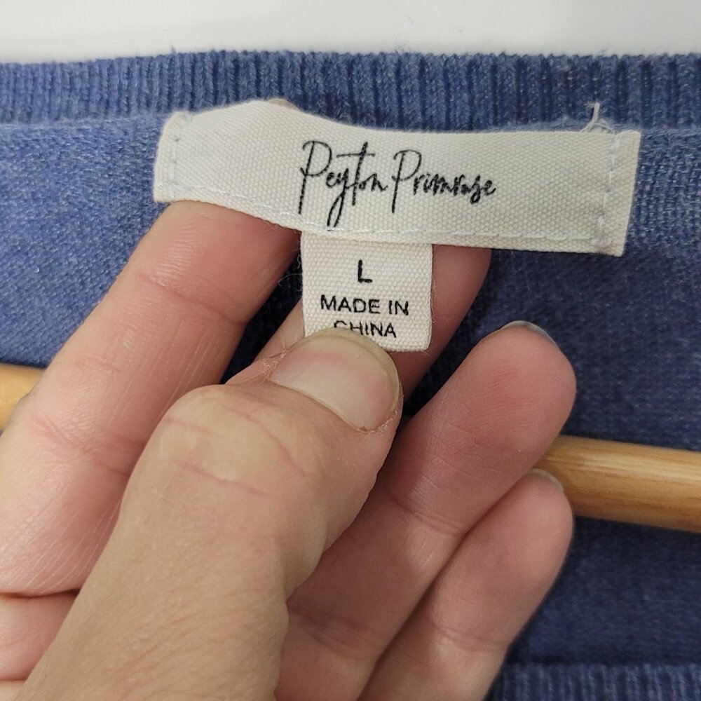Peyta Primase Womens Blue Side Zip Long-Sleeve Crew Neck Pullover Sweater Large - Picture 6 of 10